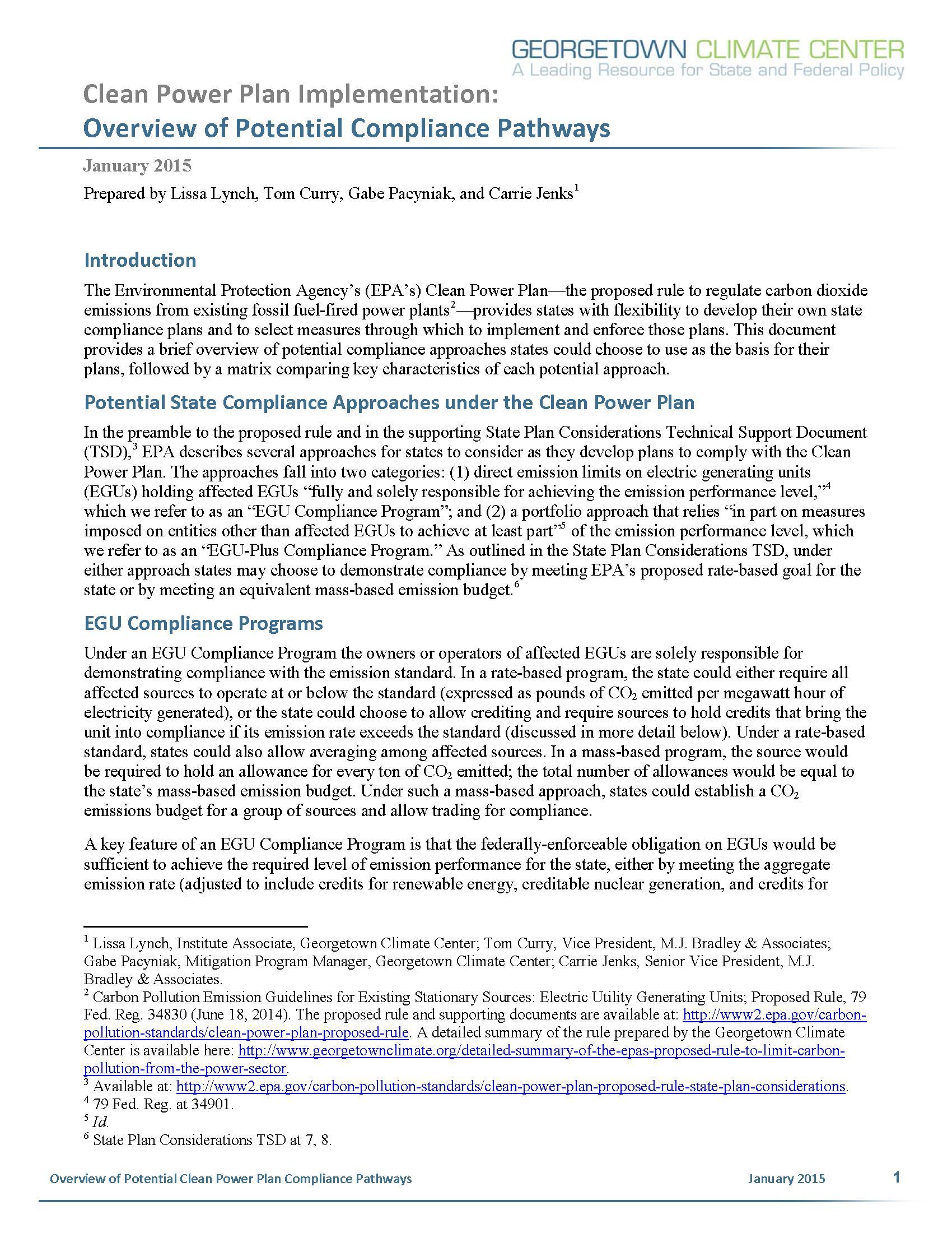 An Overview of Potential Clean Power Plan Compliance Pathways